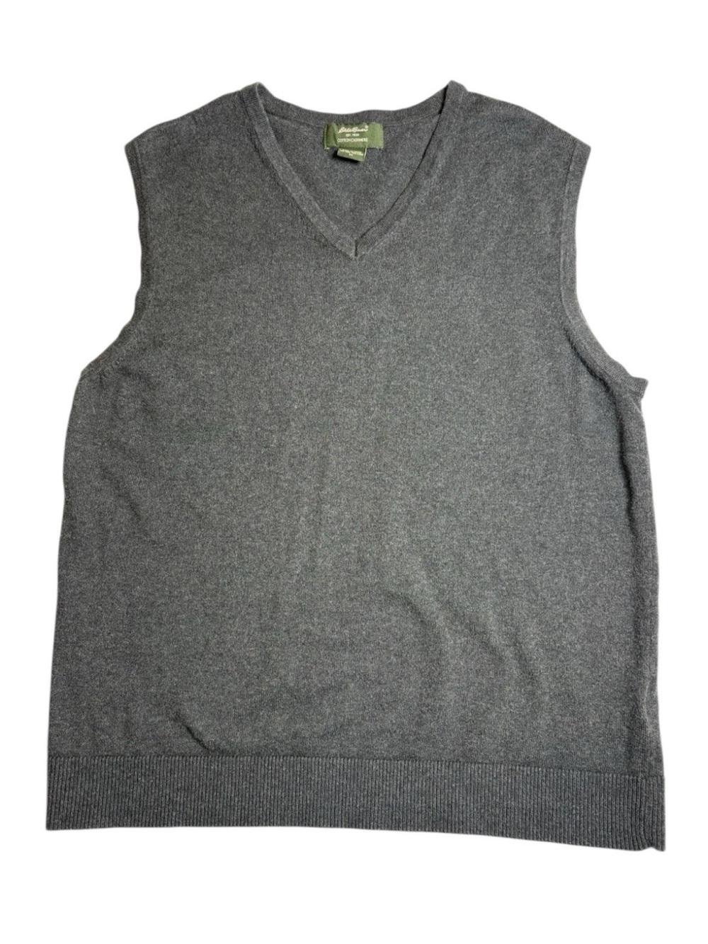 Eddie Bauer Men’s Cotton Cashmere Blend V-Neck Sweater Vest Gray Medium Golf